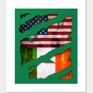 State Patty's Day Shirt - American Flag Irish Flag Posters and Art